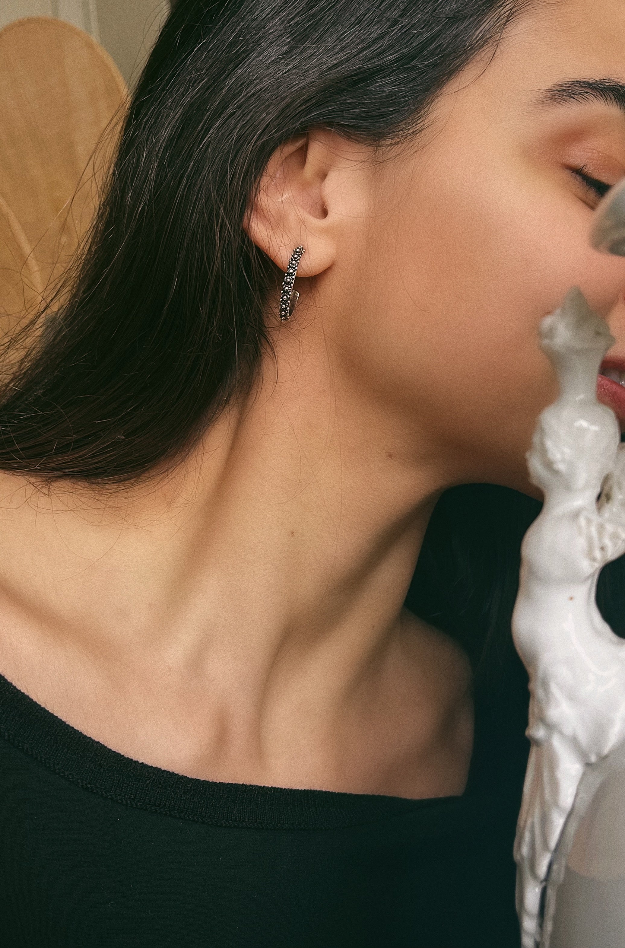 MIMI+ earrings in filigree - Burnished silver | Sterling Silver MEA AYAYA